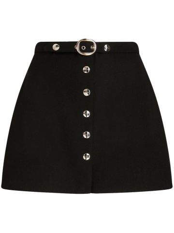 Black mini skirt with belt and buttons