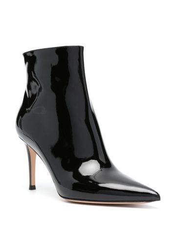 Glossy leather ankle boots