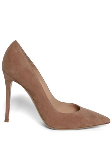 Brown suede pumps with stiletto heel
