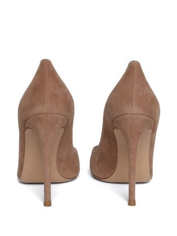 Brown suede pumps with stiletto heel