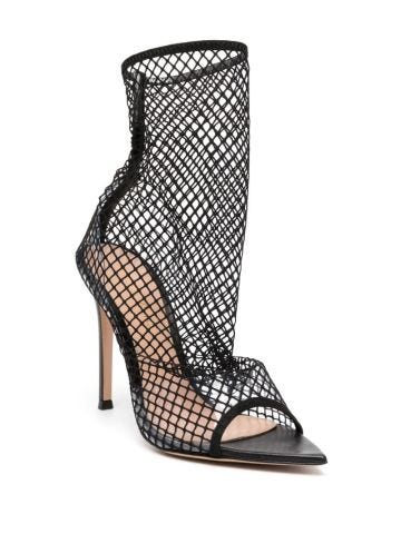 Open-toe boots with mesh detail