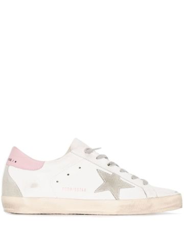 White Super-Star Sneakers with pink contrasting detail