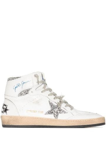 White Sky-Star high top Sneakers with glittering detail