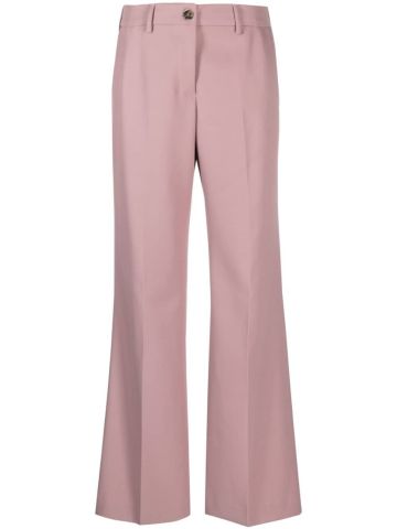 Pink straight pants with pleats