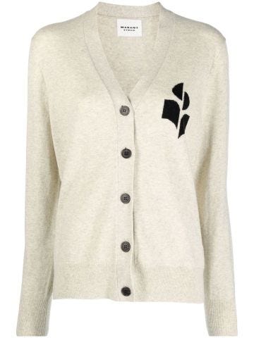 Beige cardigan with logo and buttons