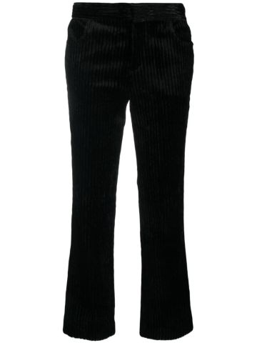 Mid-rise corduroy cropped trousers
