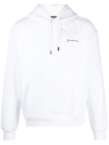 White Le brodé hooded sweatshirt with embroidered logo