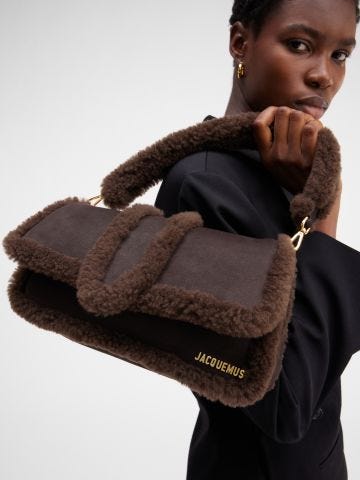 Le Bambimou doux brown shearling bag