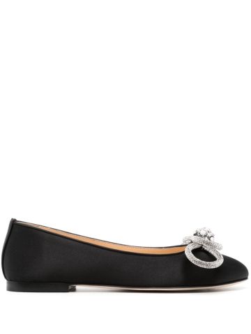 Black ballet flats with crystal bow