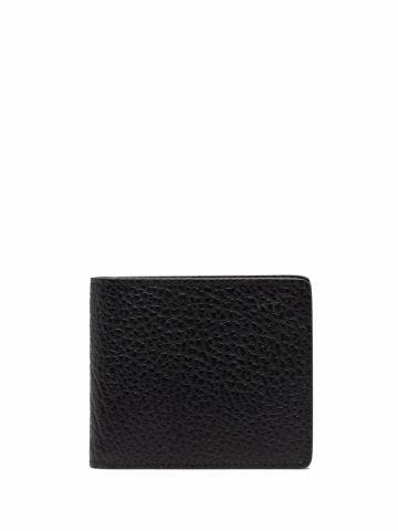 Bi-fold wallet in embossed grained calfskin leather