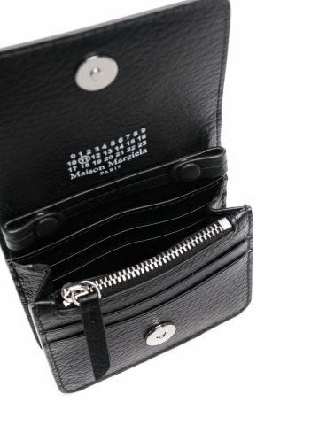 Four-stitch leather chain wallet