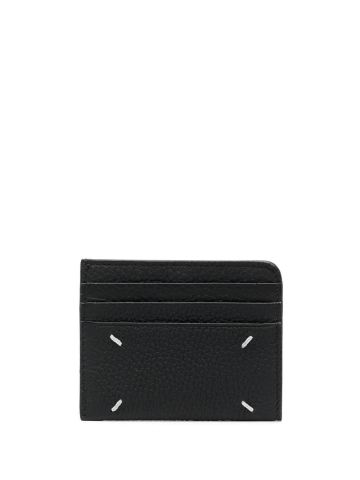 Black card holder with four stitches