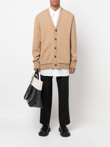 Brown knitted drop-shoulder cardigan