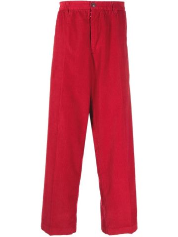 Red ribbed trousers