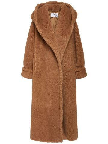 Apogeo camel and silk hooded coat