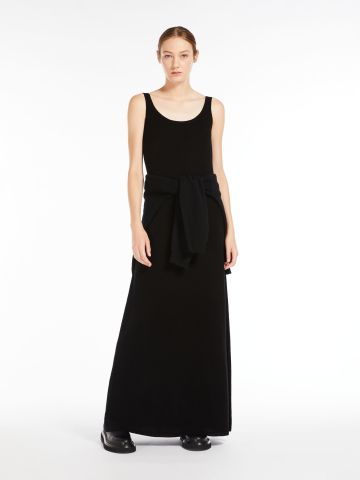 Black wool and cashmere slip dress