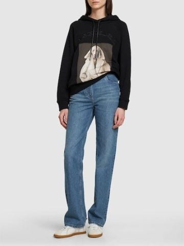 Black cotton sweatshirt with Wegman print