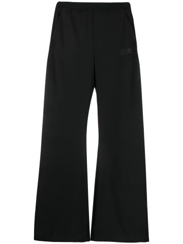 Black high-waisted flared trousers