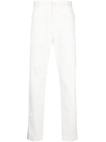 Pantaloni affusolati bianchi con applicazione logo