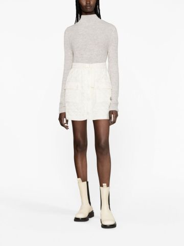 White flared quilted miniskirt