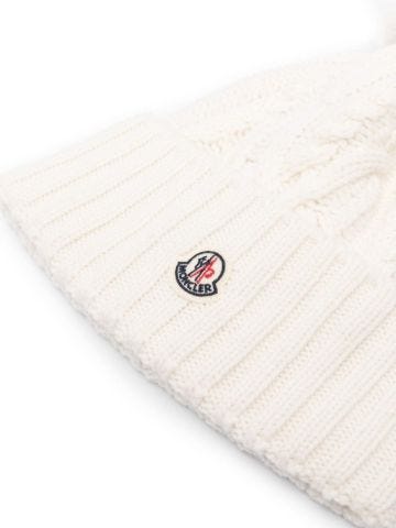 Logo-patch wool-cashmere blend beanie
