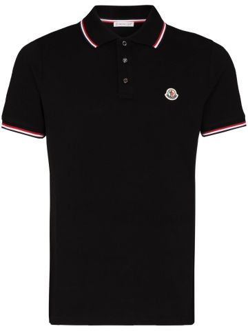 Black polo shirt with logo application