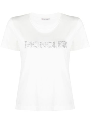 T-shirt bianca con logo decorato