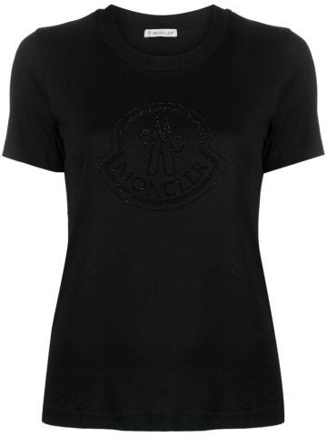 Crystal-embellished logo cotton T-shirt