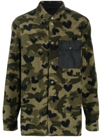Camouflage-pattern fleece shirt