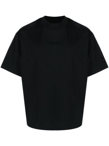 Black crew-neck cotton T-shirt