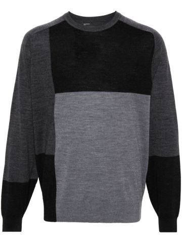 Colour-block wool jumper