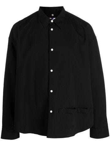 Logo-patch pointed-collar shirt
