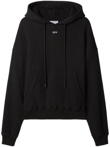 Black sweatshirt with logo print and hood