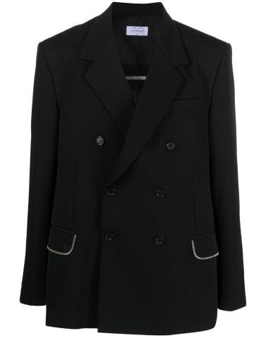 Black double breasted blazer with zip inserts