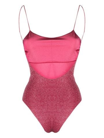 Lumière pink one-piece swimming costume with metallic effect