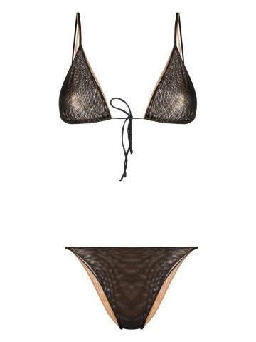 Black and gold triangle bikini with double layer
