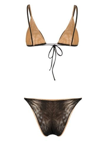 Black and gold triangle bikini with double layer
