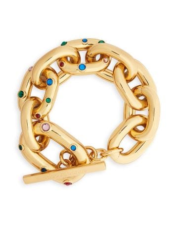 XL gold chain bracelet with multicoloured
