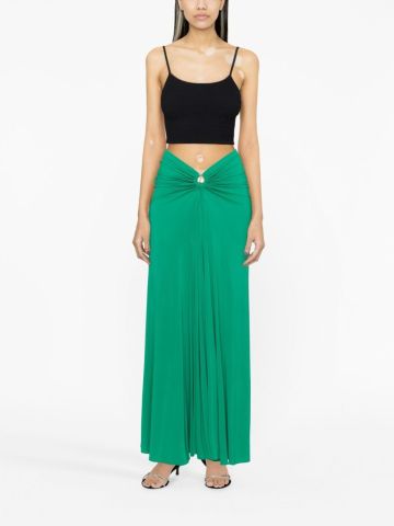 Green long skirt with ruffle