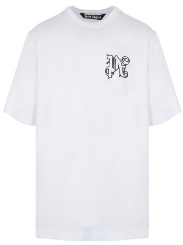 T-shirt maniche corte bianca con ricamo monogram PA