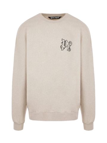 Beige sweatshirt with embroidered logo