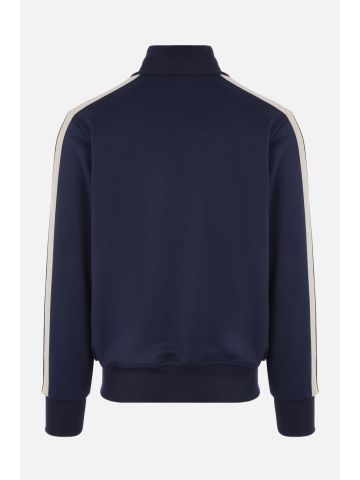 Blue nylon zip sweatshirt with monogram PA embroidery