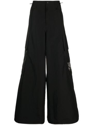 Black cargo trousers with logo