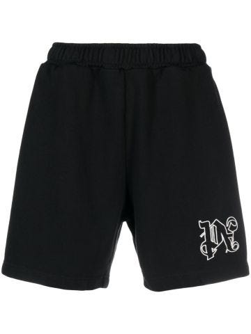Black logo sports shorts
