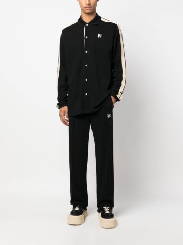 Black embroidered monogrammed track trousers
