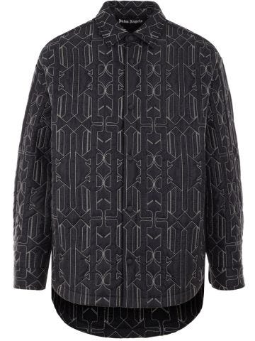 Black quilted nylon jacket with monogram