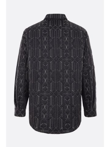 Black quilted nylon jacket with monogram
