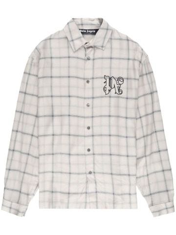 Logo embroidered checked shirt