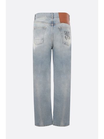 Jeans loose-fit in denim blu con monogramma PA