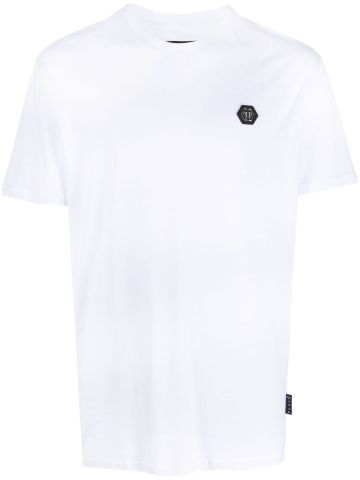 White T-shirt with logo applique